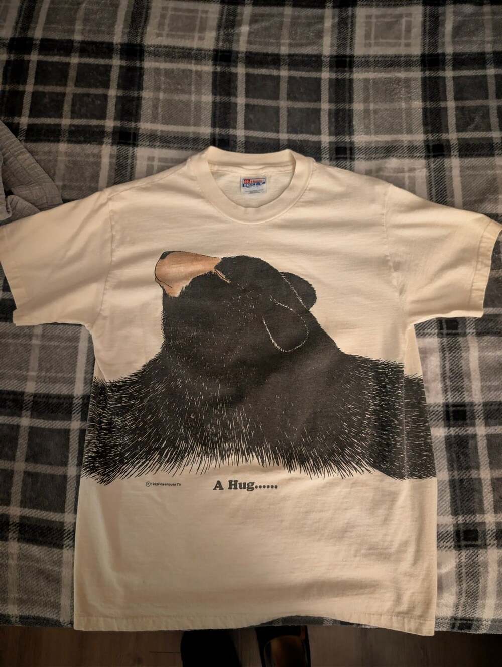 Hanes Beefy T-Shirt Size M A Hug Bear Tee 1993 Wheelhouse T's